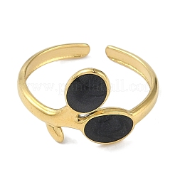 Anillos de dedo de acero inoxidable 304 con revestimiento iónico (IP) esmaltado&nbsp;RJEW-L107-040G-02