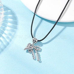 Collane con ciondolo a forma di cuore con fiocco in lega e cordino cerato nero per donna&nbsp;NJEW-JN05541