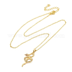 Collane con ciondolo a forma di serpente in ottone micro pavé di zirconi cubici trasparenti&nbsp;LS-NJEW-S438-02B-G