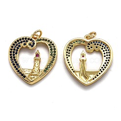 Pendentifs avec zircon cubiques à micro-pavés en laiton&nbsp;ZIRC-O039-22G
