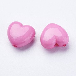 Perline solide cuore acrilico grosso rosa caldo per gioielli moda bambini fai da te&nbsp;X-SACR-10X11-7