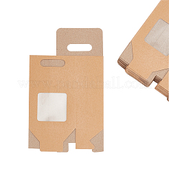 Faltbare Geschenktüten aus Papier mit Lochgriff und Sichtfenster aus Kunststoff&nbsp;ABAG-WH0044-35A