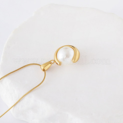 3 elegante collar con colgante redondo de perla blanca de imitación pavé de acero inoxidable para mujer.&nbsp;CF2147