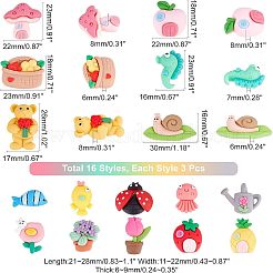 48pcs 16 cabochons en résine de style&nbsp;CRES-CA0001-14