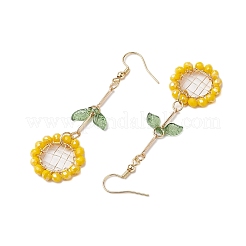 Sonnenblumen-Ohrhänger aus Glasperlen&nbsp;EJEW-TA00519