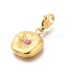 Flache runde 304 Edelstahl Strass Anhänger Dekoration&nbsp;STAS-R159-53G-02