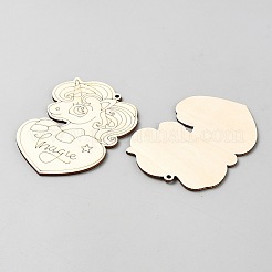 Pezzi di legno non finiti unicorno&nbsp;WOOD-CJC0007-04G