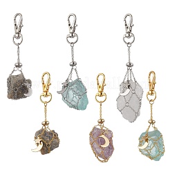 Fermagli a moschettone girevoli in lega con luna e stella e catene portacavi in ottone&nbsp;AJEW-JB01335