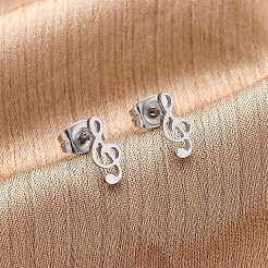 Pendientes de acero inoxidable 304 con forma de nota musical&nbsp;MUSI-PW0001-23P