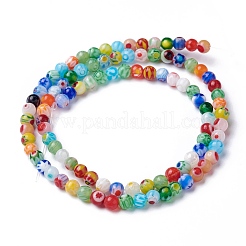 Handgemachte Millefiori Glas runde Perle Stränge&nbsp;LAMP-J038-4mm-M