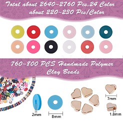 2400pcs einzelne Farben handgemachte Polymertonperlen&nbsp;CLAY-SZ0001-55