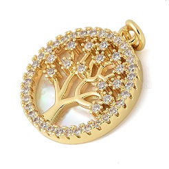 Pendentifs avec zircon cubiques à micro-pavés en laiton&nbsp;KK-K298-16G-02