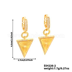 Eleganti orecchini a cerchio triangolare in ottone con zirconi cubici trasparenti&nbsp;IH4301-2
