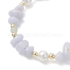 Sets aus Halsketten und Armbändern mit natürlichen blauen Spitzenachat-Splittern&nbsp;SJEW-JS01377