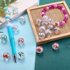 30 pièce de perles acryliques transparentes irisées avec placage UV de 5 couleurs&nbsp;OACR-SZ0001-89
