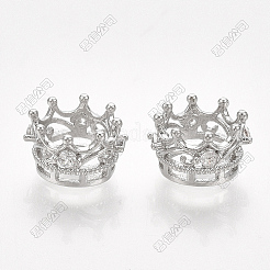 Perles européennes en laiton ornées de zirconiums cubiques transparents.&nbsp;KK-T035-122-M