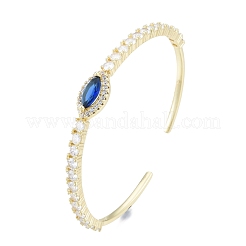 Bracelet manchette ouvert oeil de cheval zircone cubique&nbsp;BJEW-G651-08G-01
