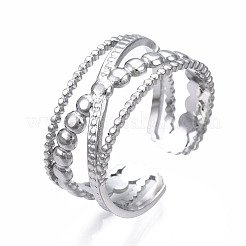 Anello polsino aperto incrociato in acciaio inossidabile 304 anti-ossidazione&nbsp;RJEW-T023-23P