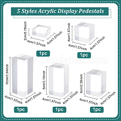 5 Stück 5 Stile quadratische transparente Schmuckständer aus Acryl&nbsp;ODIS-FG0001-65