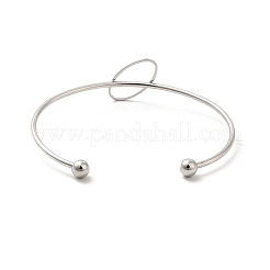 Bracelets manchettes ovales en acier inoxydable 201 anti-ternissement pour femmes et filles&nbsp;STAS-K247-04P