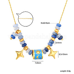 Halsketten mit Anhänger in Säulenform aus natürlichen Sodalith-Unterlegscheiben und tiefblauem Säulenstern aus emailliertem Edelstahl 304 für Damen&nbsp;WG97891-02
