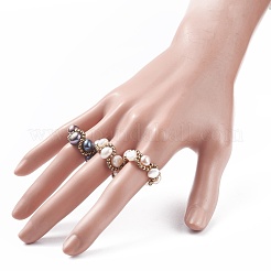 3pcs 3 anelli di barretta di perline intrecciati con perle naturali e semi di vetro&nbsp;RJEW-JR00464