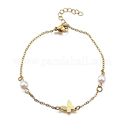 Bracelets à maillons papillon en acier inoxydable 304&nbsp;BJEW-C098-01C-G