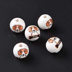 Perles européennes en bois imprimées&nbsp;WOOD-B005-02D