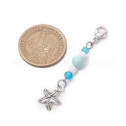 Ciondolo in lega con tema oceano e decorazioni pendenti con perline di vetro&nbsp;HJEW-JM03156-03