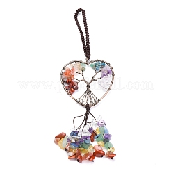 Filo avvolto chakra chip pietre naturali grandi decorazioni ciondolo&nbsp;X-HJEW-H057-01D