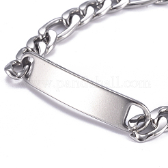 667 Edelstahl Figaro-Kette ID-Armbänder&nbsp;BJEW-G631-03P-1