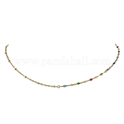 Collares de cadena y cadena satélite de acero inoxidable 304 esmaltado para mujer&nbsp;NJEW-JN06519-02