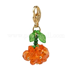 2 colgante de cuentas de semillas de vidrio con temática de Halloween con forma de calabaza.&nbsp;HJEW-MZ00283