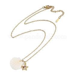 Sommerstrand-Halsketten aus Messing mit Zirkonia und Meerestieren für Damen&nbsp;NJEW-B118-03G-03