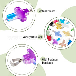 17pcs 17 Farben transparente Glasanhänger&nbsp;GLAA-TA0003-75