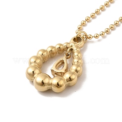 Collier pendentif en forme de larme en oxyde de zirconium transparent avec chaînes à billes en acier inoxydable 304 pour femme&nbsp;NJEW-H162-01G