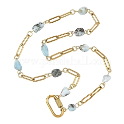 Collane con catena di perline e pepite di larimar naturale&nbsp;NJEW-JN06508-03