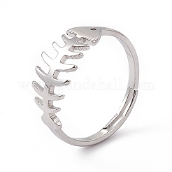 Anello regolabile a spina di pesce in acciaio inossidabile 201 anti-ossidazione per donna&nbsp;RJEW-K238-12P