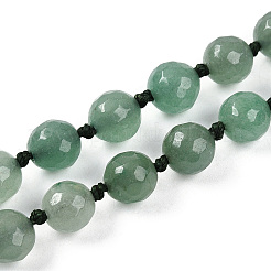 8mm facettierte runde natürliche grüne Aventurin Perlen Halsketten&nbsp;NJEW-F327-01A-02