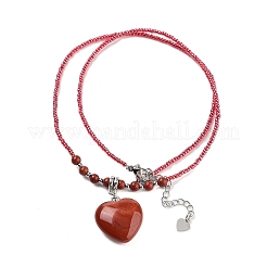 Collane con ciondolo a cuore con pietre preziose miste naturali e sintetiche&nbsp;NJEW-G143-02