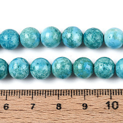 Brins de perles fossiles synthétiques teintées&nbsp;G-T139-8mm-66F