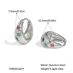 Boucles d'oreilles créoles en acier inoxydable avec strass colorés&nbsp;GL4327-2