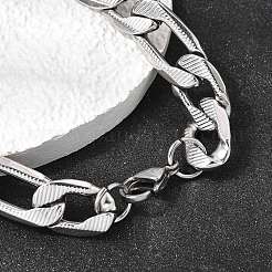 Armbänder aus 201 Edelstahl-Kubagliederketten für Damen und Herren&nbsp;STAS-T077-19B-01P