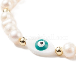Braccialetto di perline intrecciate con conchiglia naturale e perle&nbsp;BJEW-JB08237-01