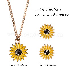 Halskette und Ohrstecker mit Sonnenblumen-Anhänger aus Emaille&nbsp;JX217A