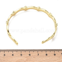 Bracelets manchettes en laiton micro pavé avec zircone cubique transparente pour femmes&nbsp;BJEW-A172-04G