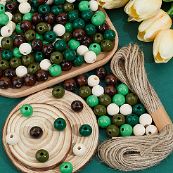 250 perle ronde en bois de schima naturel peinte en 5 couleurs&nbsp;WOOD-PA0001-73C