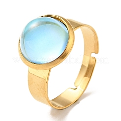 Anillo ajustable de vidrio plano redondo k9&nbsp;RJEW-G253-01A-G