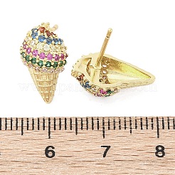 Pendientes de tuerca de circonio cúbico con micro pave de latón&nbsp;EJEW-Q015-16G