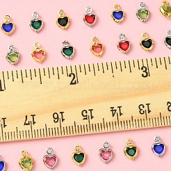 24 Stück 12 Farben Herz Rack Beschichtung Messing Glas Charms&nbsp;KK-FS0001-39